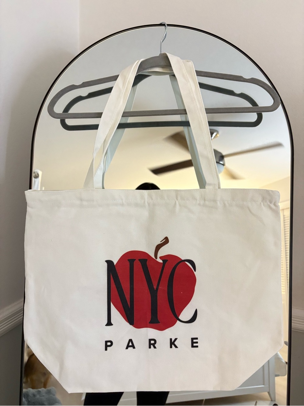Parke NYC Pop-up Red Apple Canvas Tote Bag with Zipper